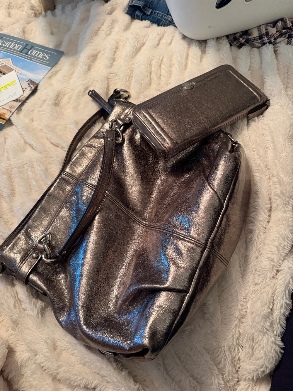 Coach Metallic Bronze Leather Crossbody and wallet